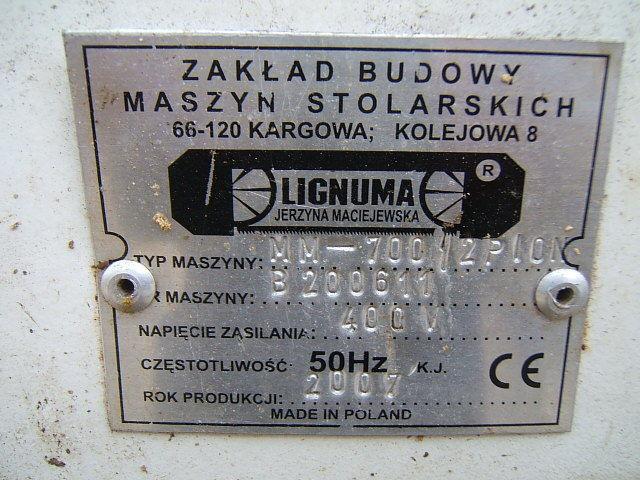 Horizontal belt saws LIGNUMA TRAK TAŚMOWY MM-700/2 PION S/N B200611/2007