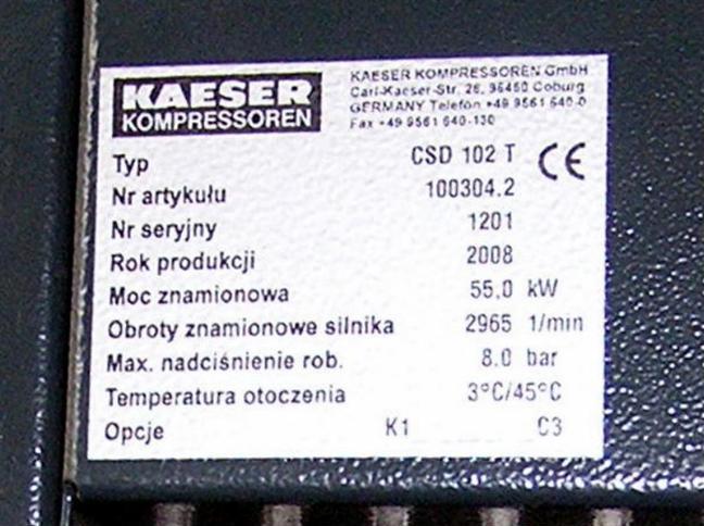 Screw compressors, compressors KAESER CSD 102T + Wbudowany Osuszacz ABT 102