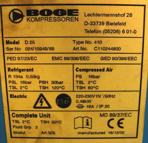 Screw compressors, compressors BOGE SD20 + Zbiornik 750l. + Osuszacz